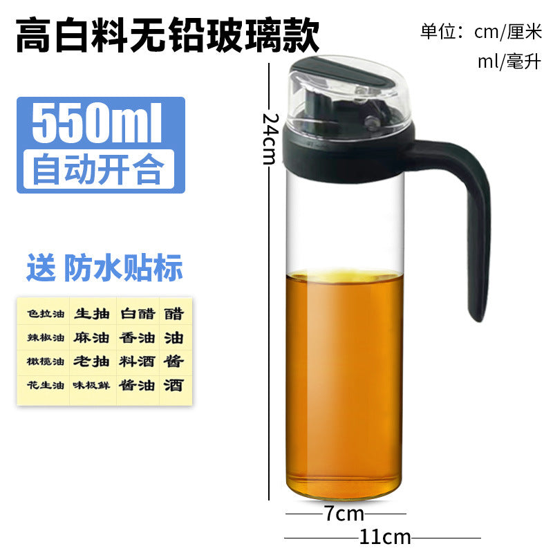 Glass Oil Bottle with Automatic Spout for Kitchen Use craftedpersona.co