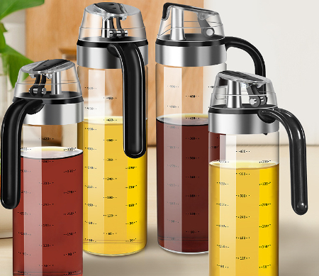 Glass Oil Bottle with Automatic Spout for Kitchen Use craftedpersona.co