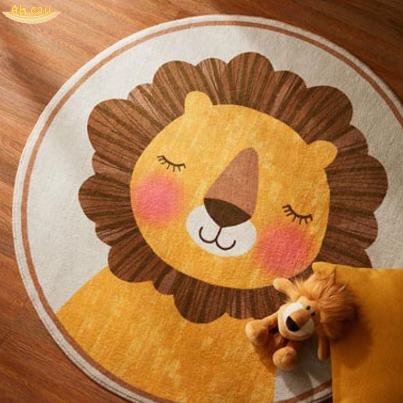 Cartoon Round Plush Floor Mat for Children's Bedroom craftedpersona.co