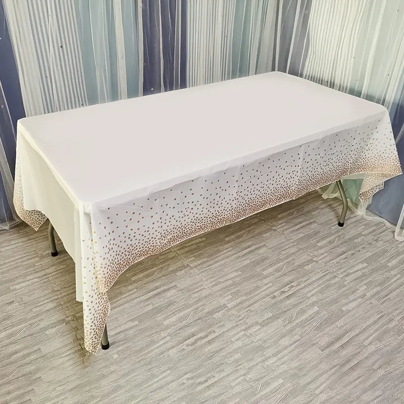 Disposable Bronzing Polka Dot Rectangular Tablecloth craftedpersona.co