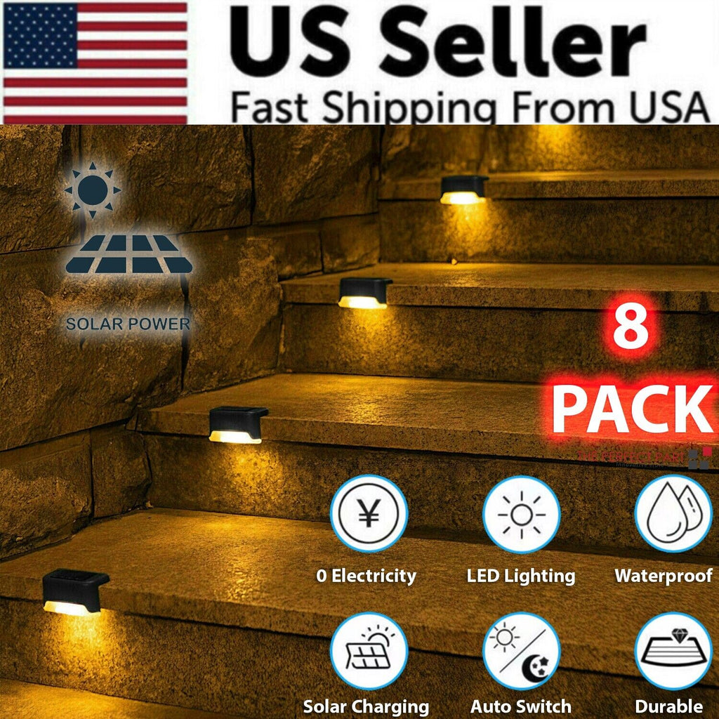 8 Pack New Solar Deck Lights Outdoor Waterproof LED Steps Lamps For Stairs Fence craftedpersona.co