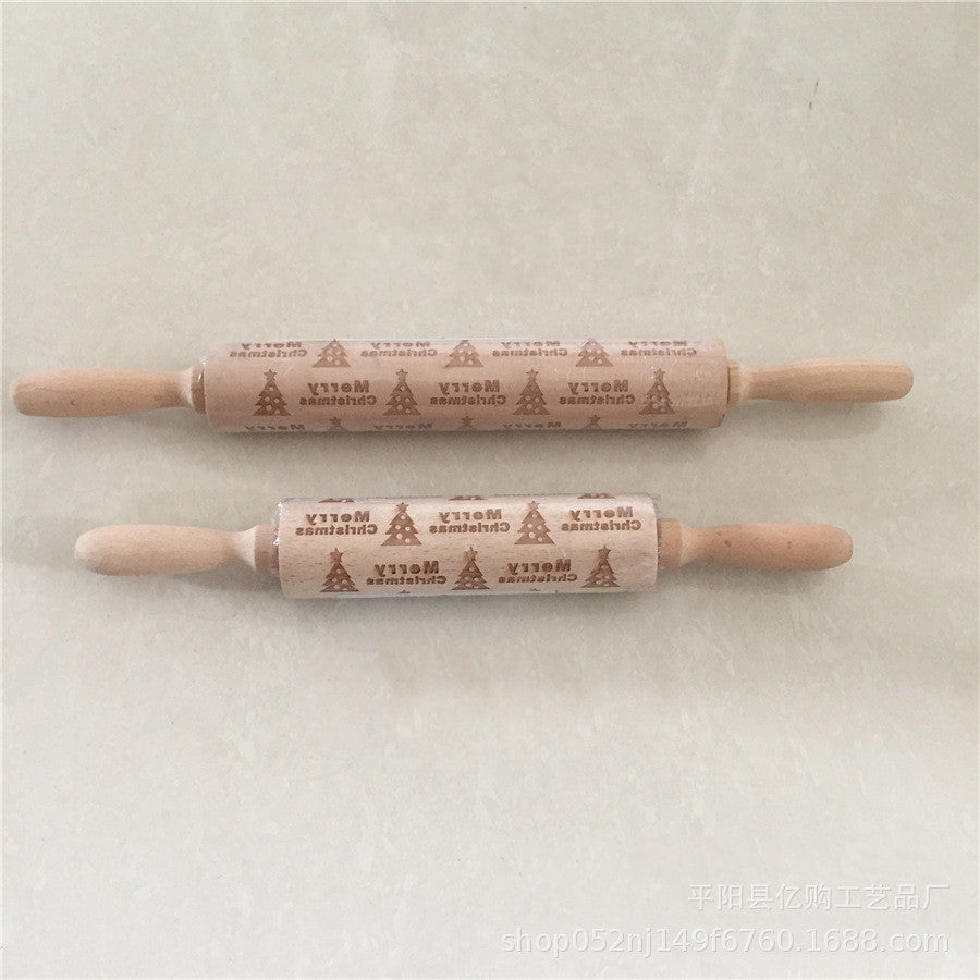 Wooden Christmas Engraved Rolling Pin for Cookies craftedpersona.co