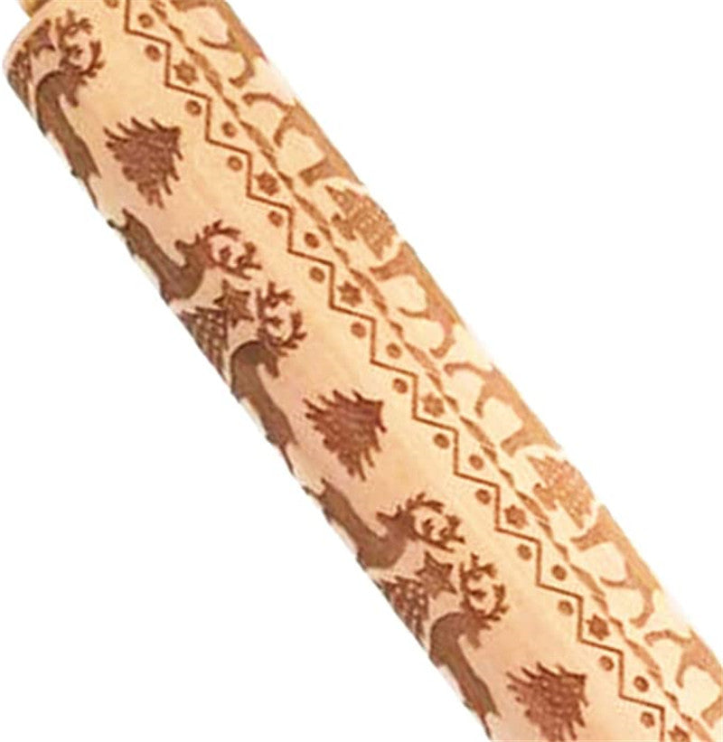 Wooden Christmas Engraved Rolling Pin for Cookies craftedpersona.co
