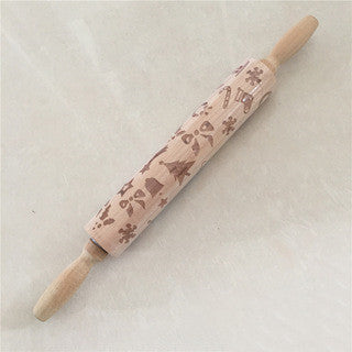 Wooden Christmas Engraved Rolling Pin for Cookies craftedpersona.co