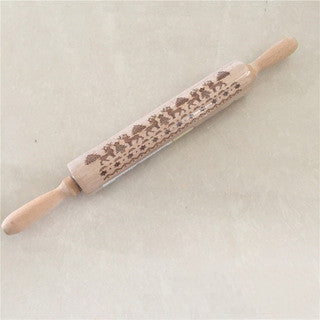 Wooden Christmas Engraved Rolling Pin for Cookies craftedpersona.co