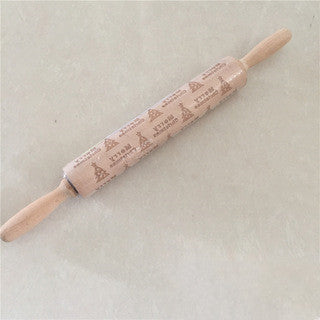 Wooden Christmas Engraved Rolling Pin for Cookies craftedpersona.co