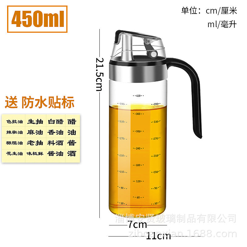 Glass Oil Bottle with Automatic Spout for Kitchen Use craftedpersona.co