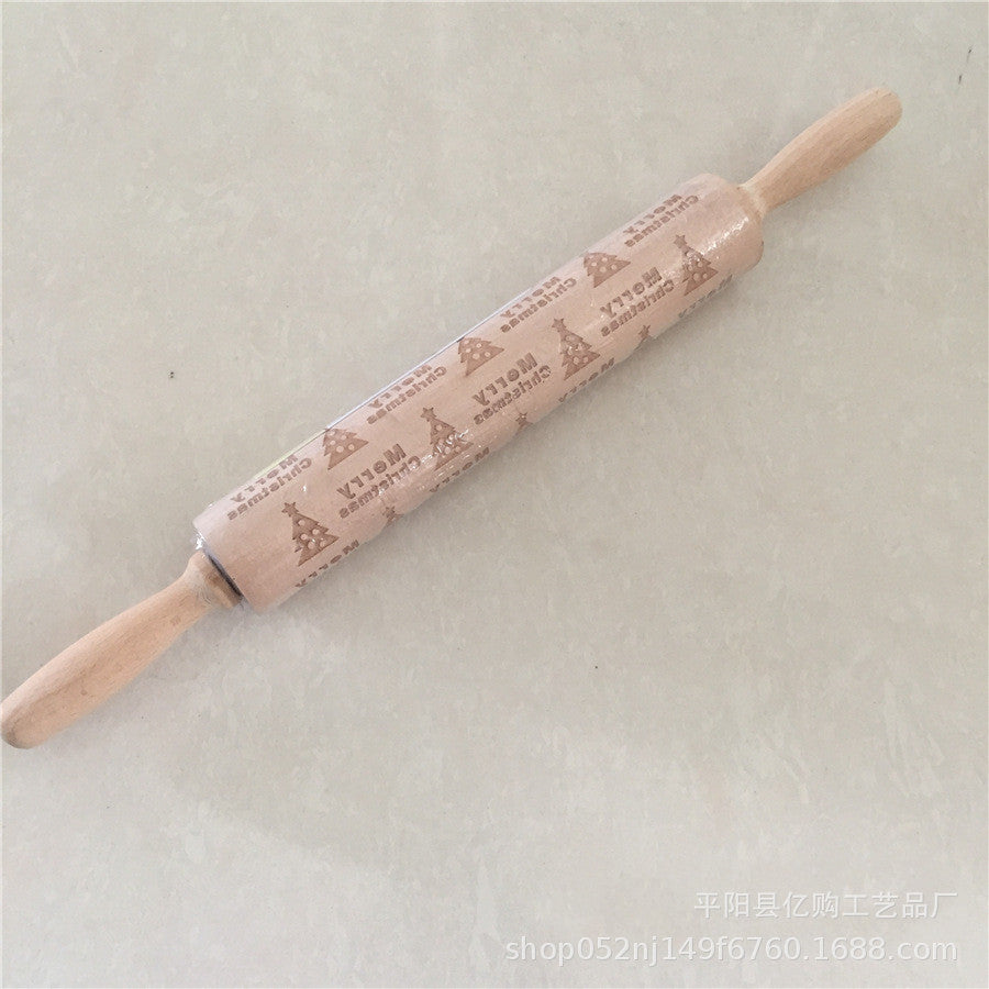Wooden Christmas Engraved Rolling Pin for Cookies craftedpersona.co