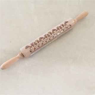Wooden Christmas Engraved Rolling Pin for Cookies craftedpersona.co