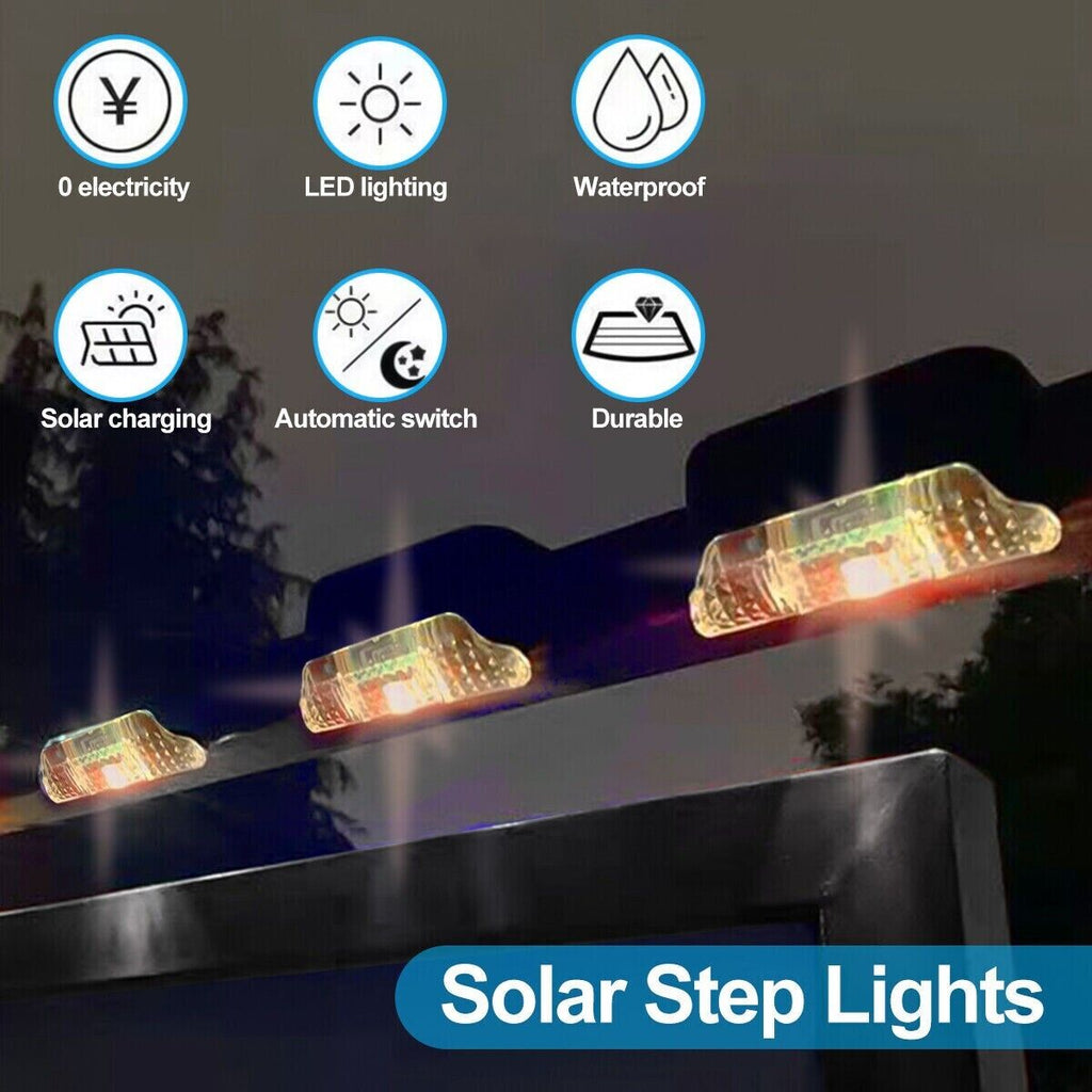 8 Pack New Solar Deck Lights Outdoor Waterproof LED Steps Lamps For Stairs Fence craftedpersona.co