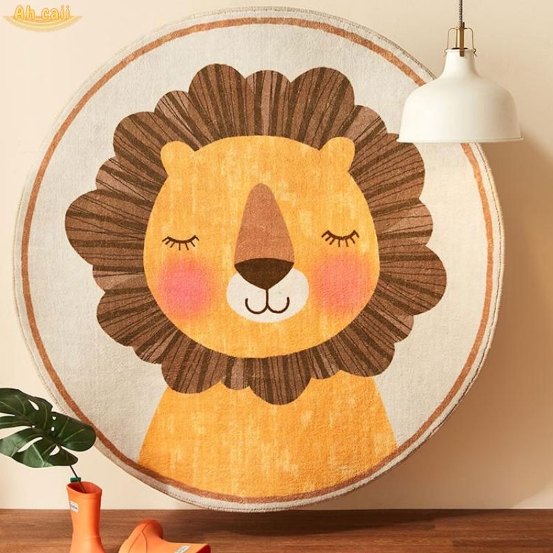 Cartoon Round Plush Floor Mat for Children's Bedroom craftedpersona.co
