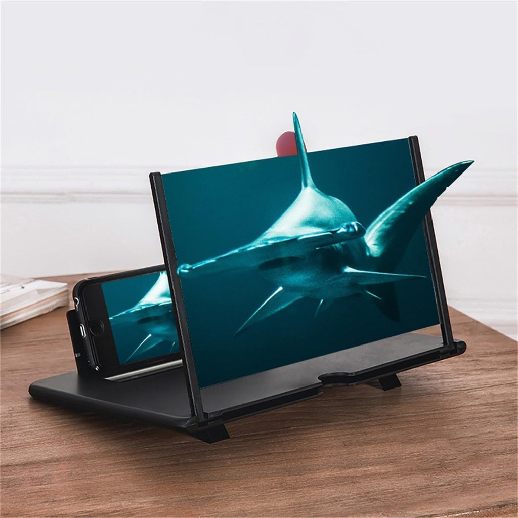 12" & 10" Mobile Phone Screen Magnifier 3D HD Mobile Phone Magnifier Projector Screen for Movies Videos Foldable Phone Stand with Screen Amplifie Supports All Smartphones (Black (HD) 12")
