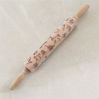 Wooden Christmas Engraved Rolling Pin for Cookies craftedpersona.co
